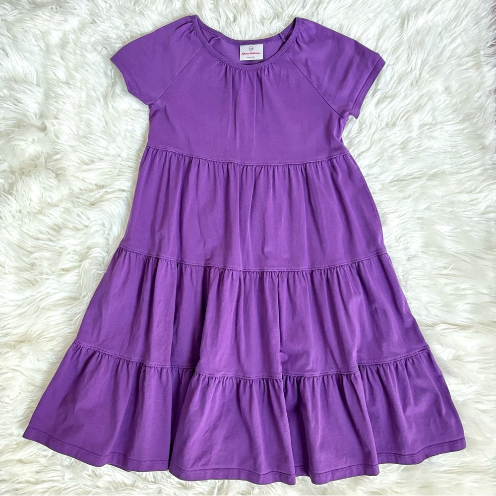 Hanna Andersson Purple Mid Length Twirl Dress Cotton Spring Easter Big Girl 8